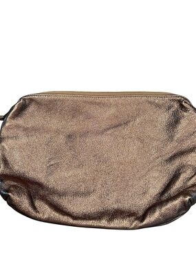 Satchel Savannah Carrie metallic green large pouch cosmetic case zip